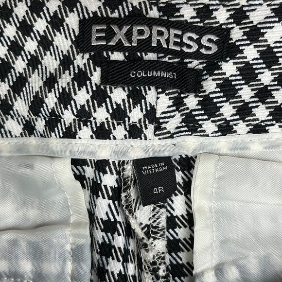 Express Columnist Pants Size 4R Black White Checkerboard Tapered Leg Stretch - Picture 5 of 16